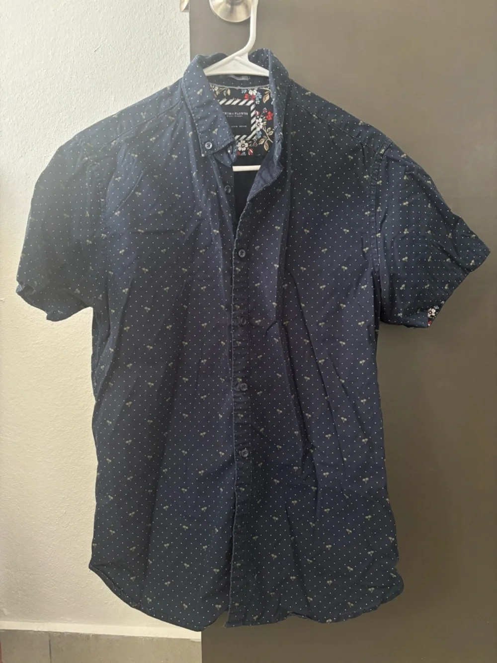 Denim & Flower Ricky Singh Navy Blue Micro Print Button Down - M